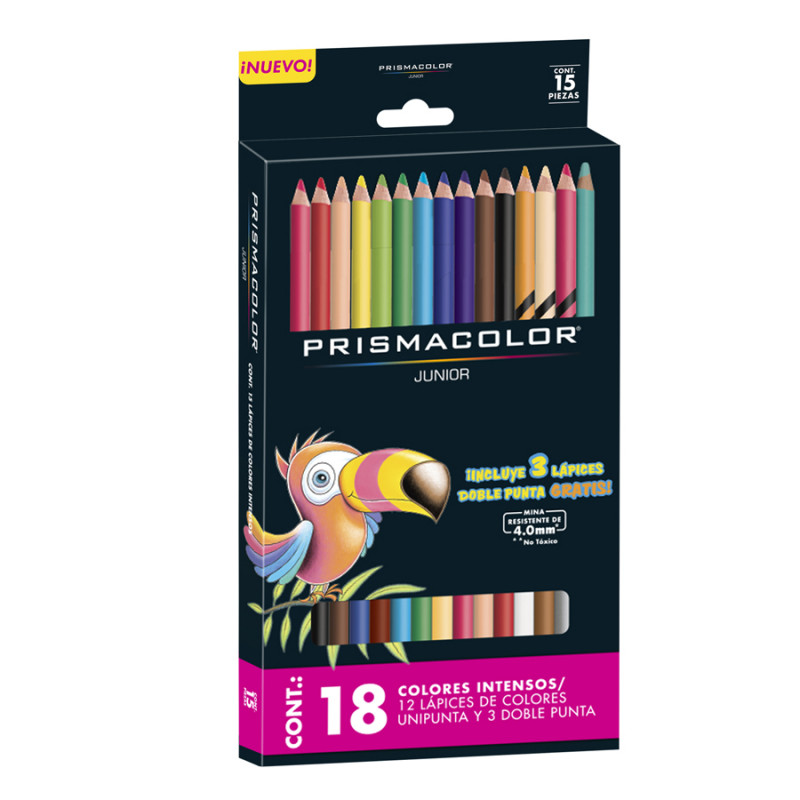 Caja de colores Prismacolor con 15 unidades, reconocidos por su calidad profesional.