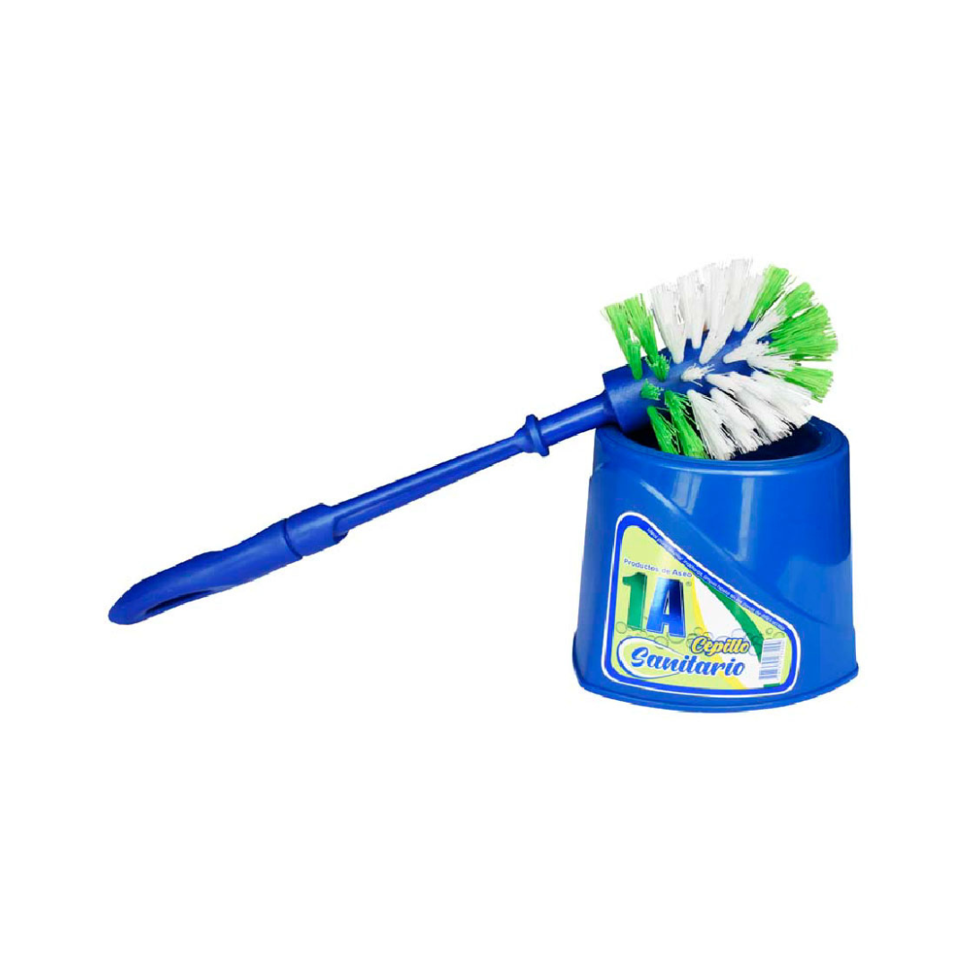 Cepillo sanitario con base marca 1A, diseñado para una limpieza profunda del inodoro.