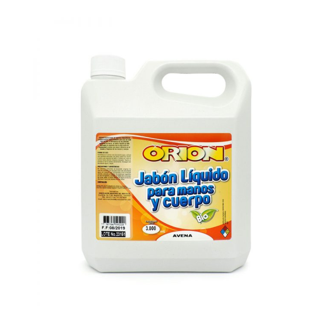 Jabon para manos ORION, suave con la piel y eficaz contra gérmenes.