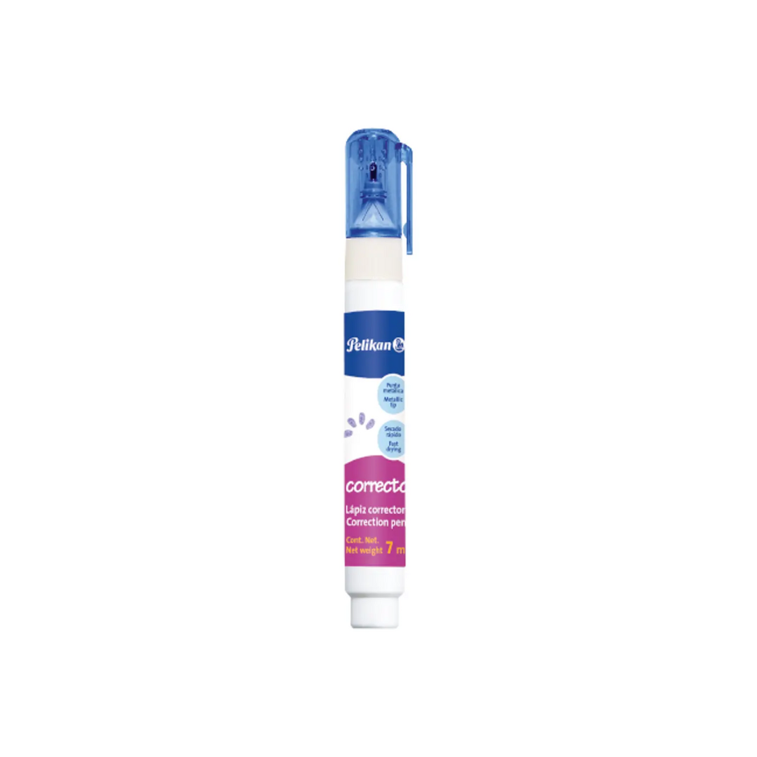 Corrector en lápiz Pelikan de punta fina, perfecto para correcciones precisas.