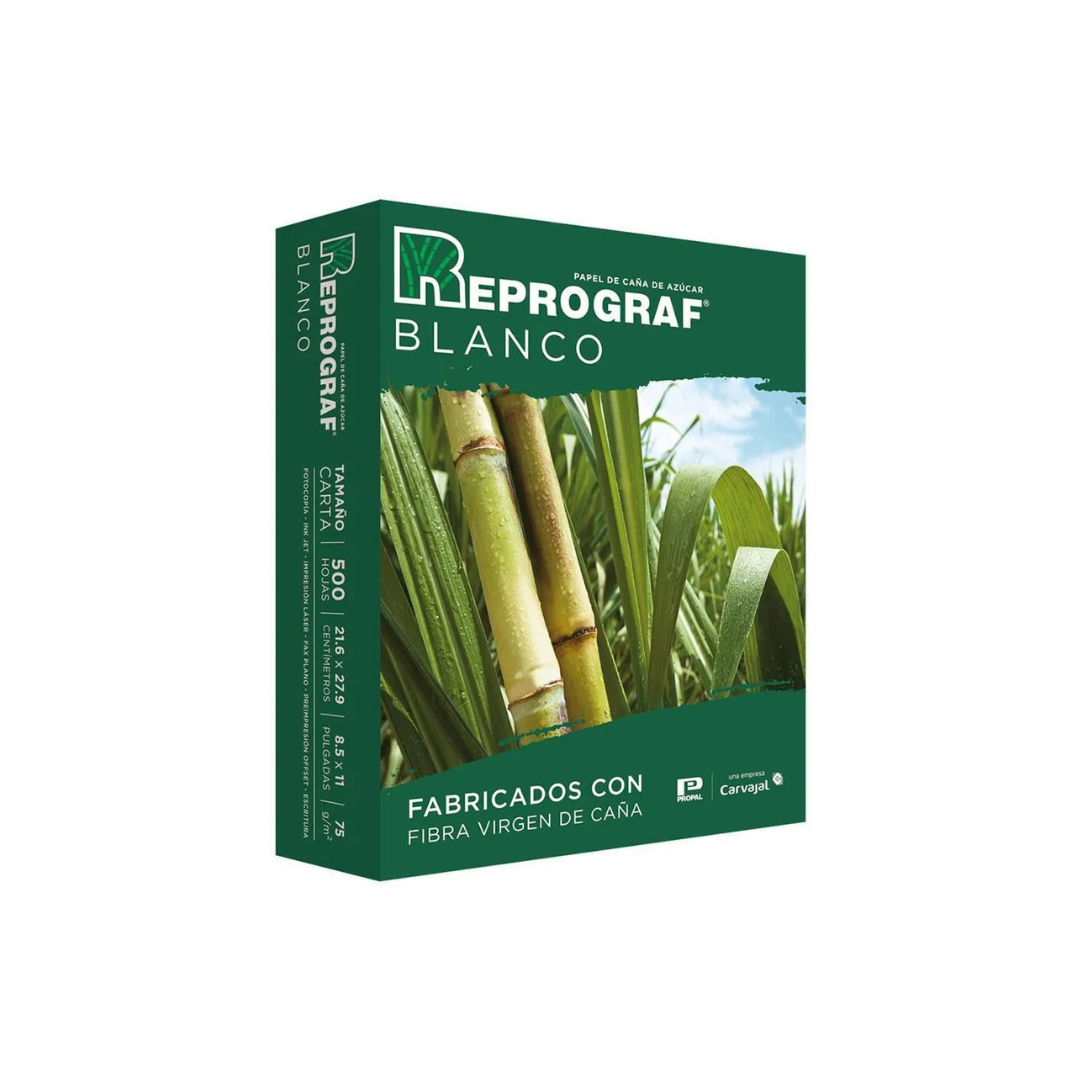 Resma de papel tamaño carta Reprograf, 500 hojas de alta blancura, ideal para impresión láser, inyección de tinta y fotocopiadoras.