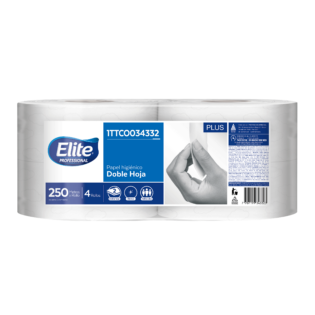 Papel higiénico Elite Jumbo Blanco HD, 250 m x 4 unidades.