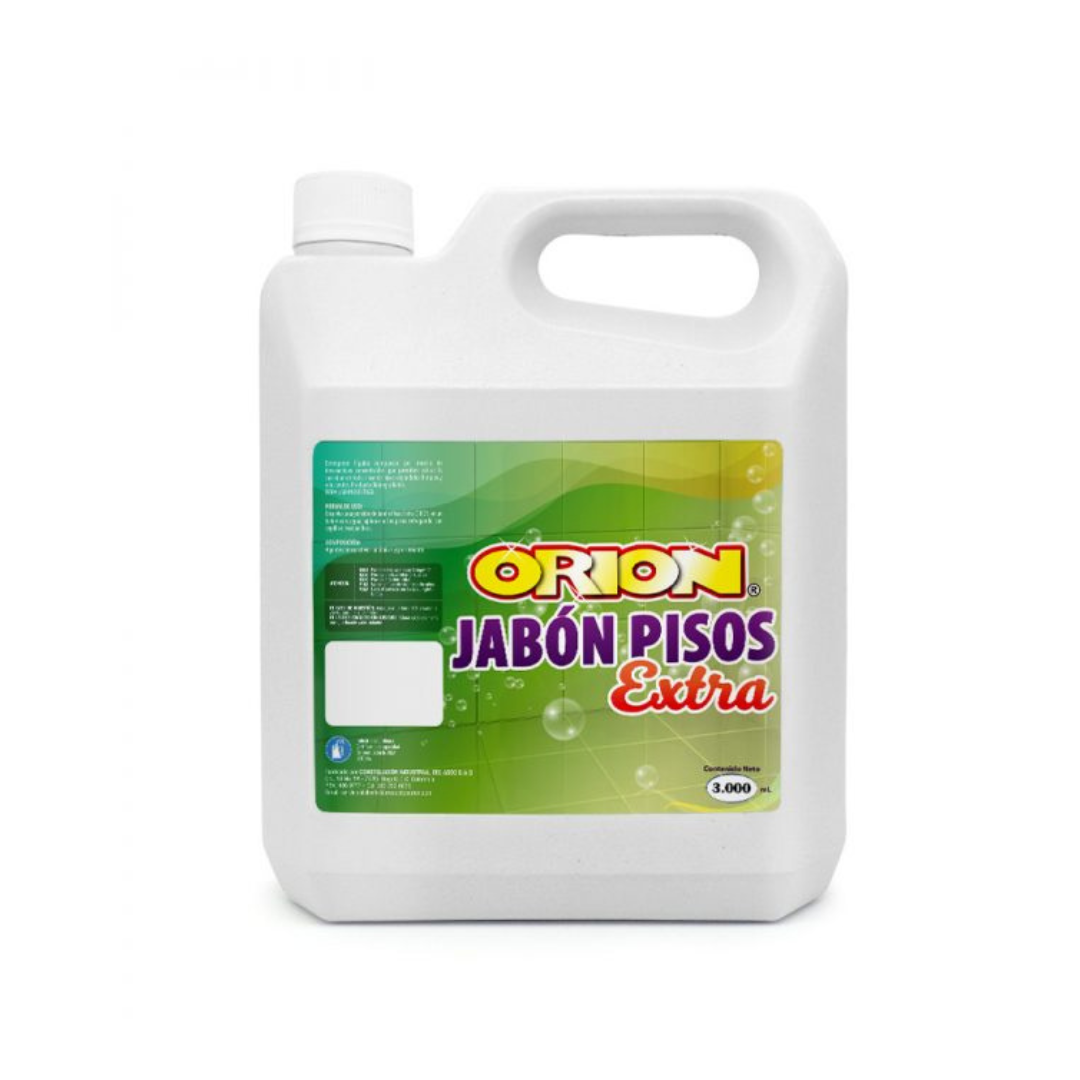 El Jabón Pisos Extra ORION ofrece limpieza profunda, brillo y aroma, ideal para hogares, oficinas y espacios comerciales o institucionales.