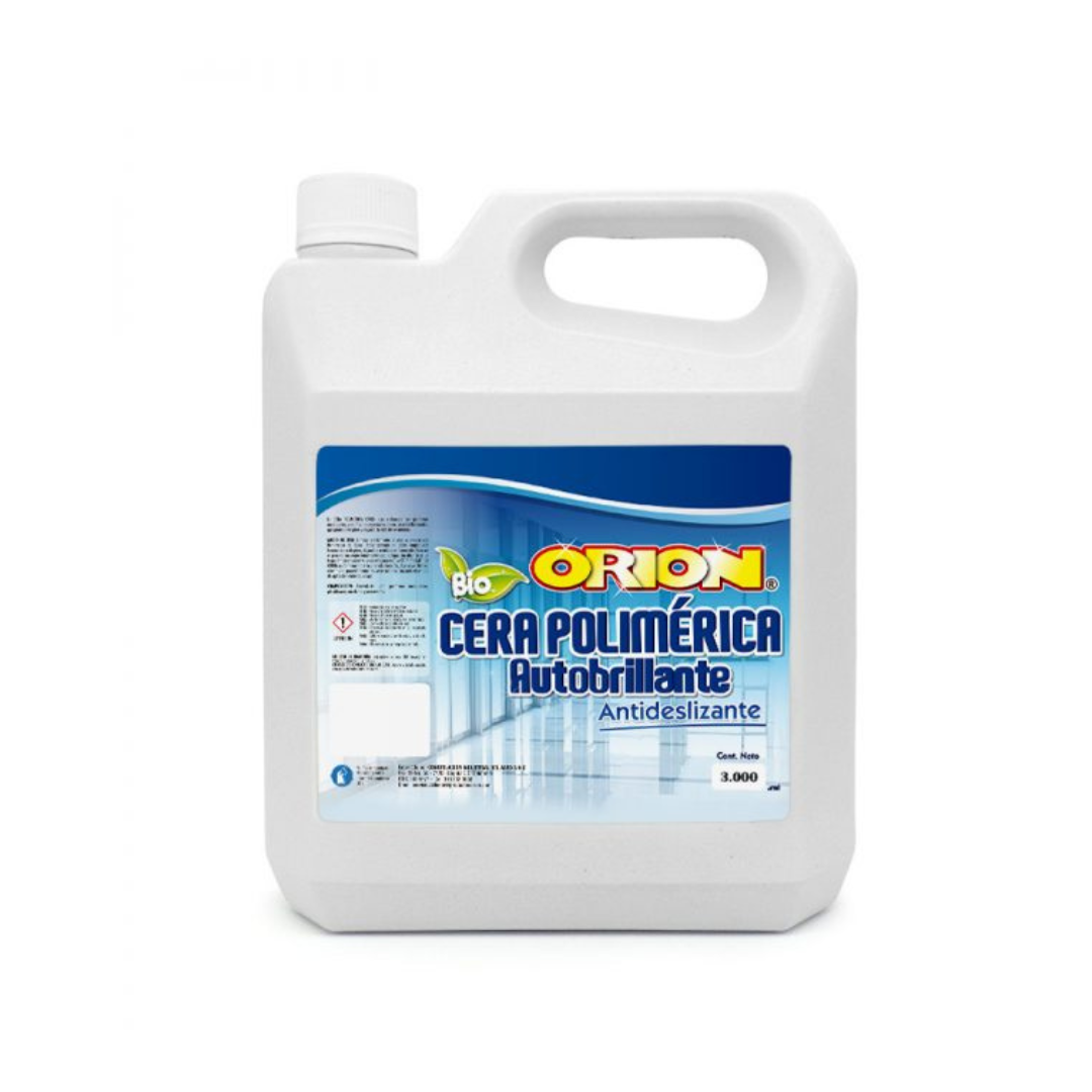 Cera Polimérica Autobrillante ORION: brillo, protección y acabado profesional para tus pisos, ideal para hogares y espacios institucionales.