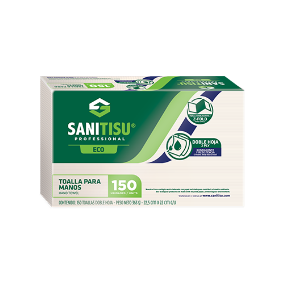 Descubre la combinación perfecta entre rendimiento, cuidado del medio ambiente y presentación profesional con la Toalla Sanitisu Ecológica en Z 150 H.