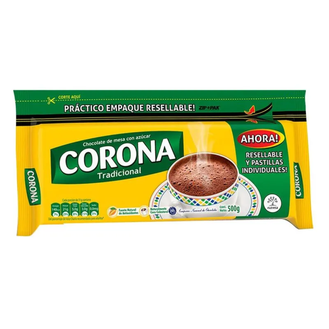 Chocolate Corona libra, un clásico de nuestra cocina que ha acompañado generaciones.