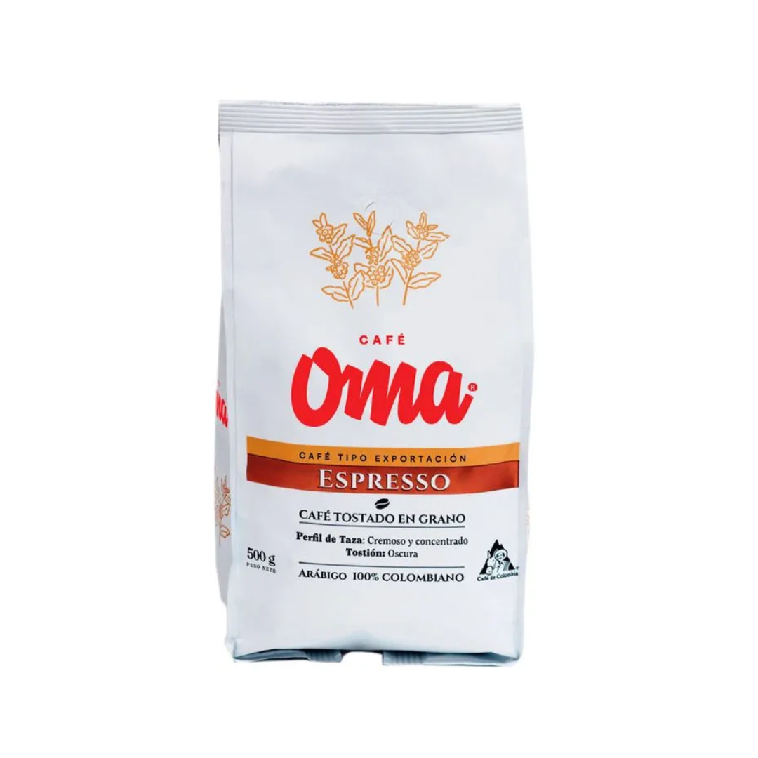 El Café OMA en Grano es 100% arábica, seleccionado cuidadosamente para conservar su sabor suave, notas dulces y un perfil balanceado.