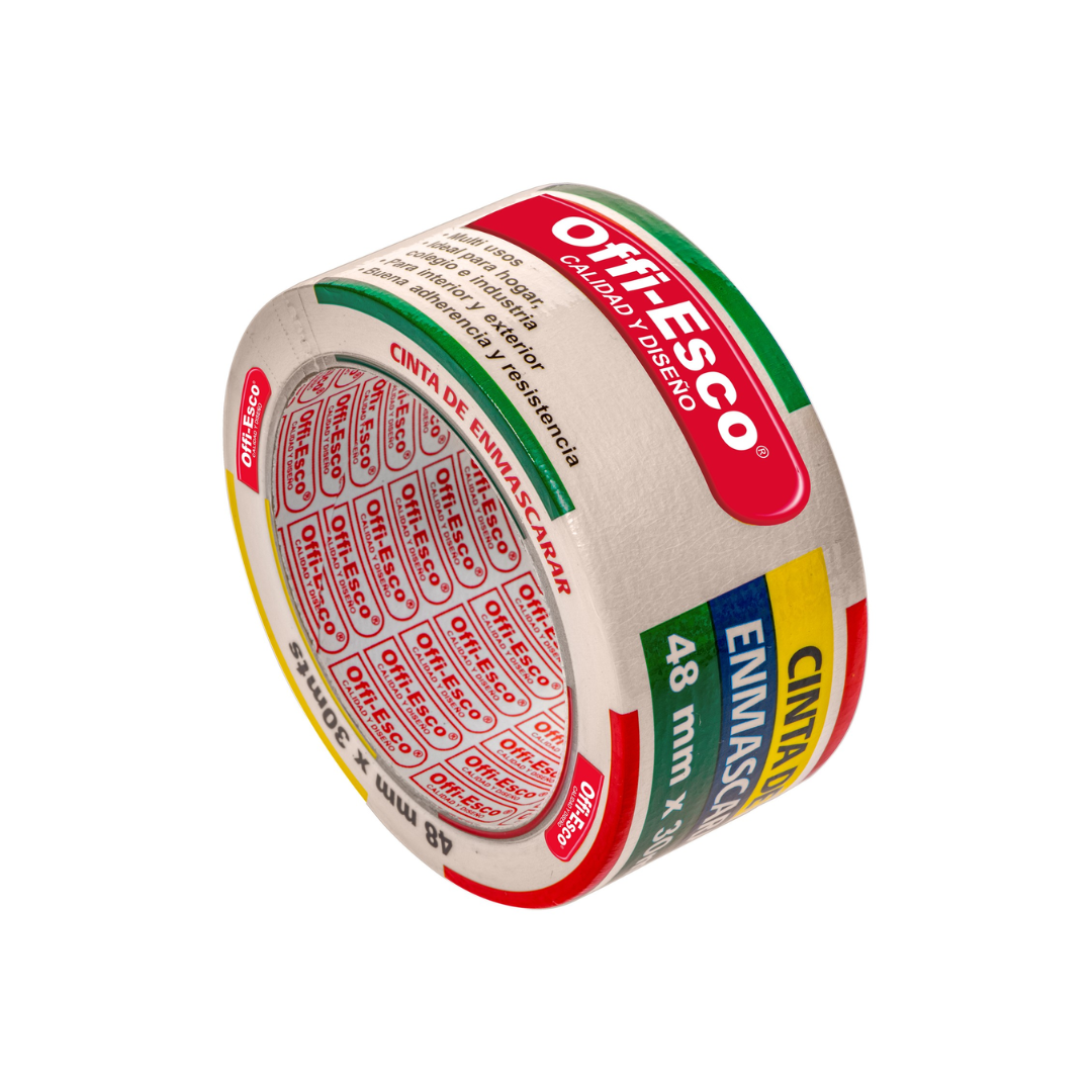 La Cinta de Enmascarar Offi-Esco 48 mm x 40 m es la elección ideal para proyectos de pintura, oficinas, instituciones educativas y trabajos industriales.